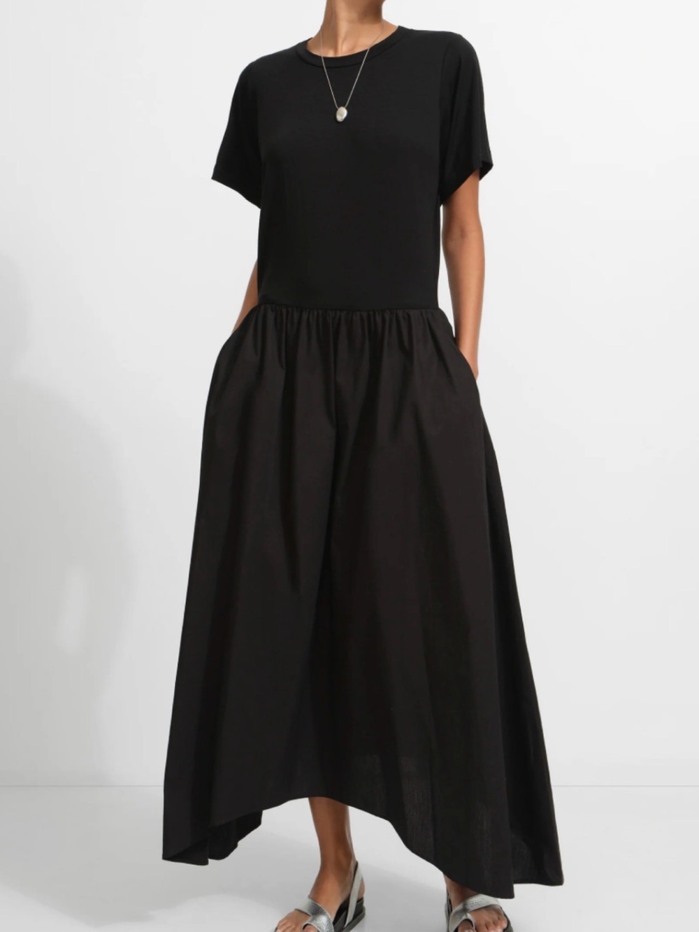 NWT Marcella Auden Black Jersey Poplin Handkerchief Dress XL